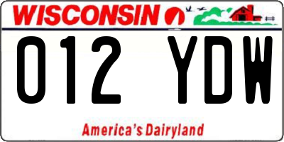 WI license plate 012YDW