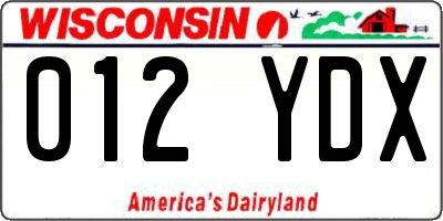 WI license plate 012YDX