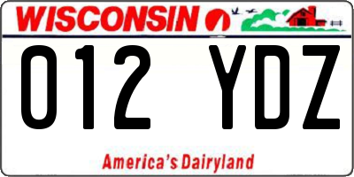 WI license plate 012YDZ