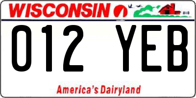 WI license plate 012YEB