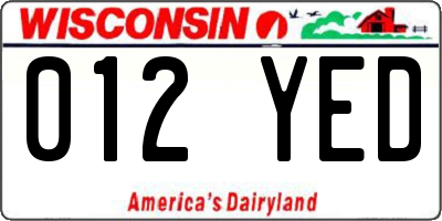 WI license plate 012YED