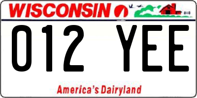 WI license plate 012YEE