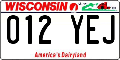 WI license plate 012YEJ