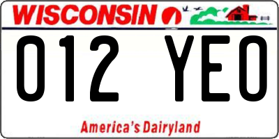 WI license plate 012YEO