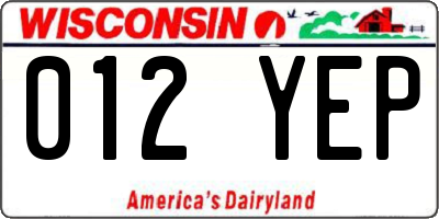 WI license plate 012YEP