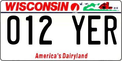 WI license plate 012YER
