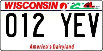WI license plate 012YEV