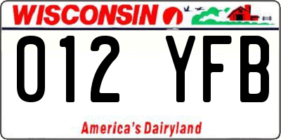 WI license plate 012YFB