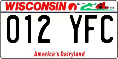 WI license plate 012YFC