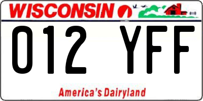 WI license plate 012YFF