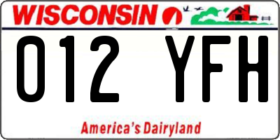 WI license plate 012YFH