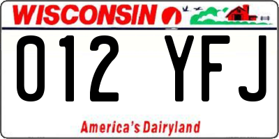WI license plate 012YFJ