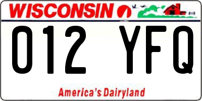 WI license plate 012YFQ