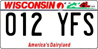 WI license plate 012YFS