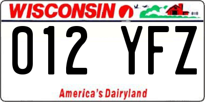 WI license plate 012YFZ