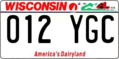 WI license plate 012YGC