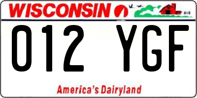 WI license plate 012YGF