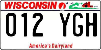 WI license plate 012YGH