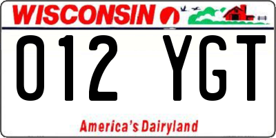 WI license plate 012YGT