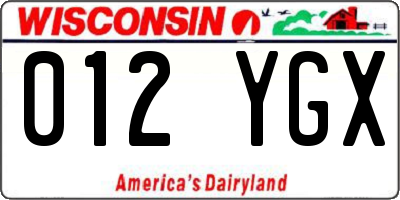 WI license plate 012YGX