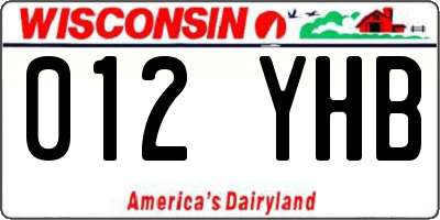 WI license plate 012YHB