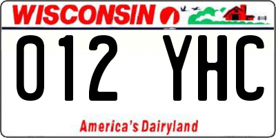 WI license plate 012YHC