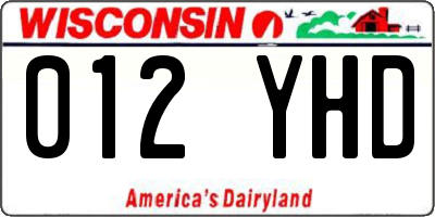 WI license plate 012YHD