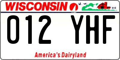 WI license plate 012YHF