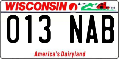 WI license plate 013NAB
