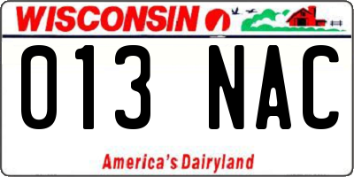 WI license plate 013NAC