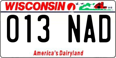 WI license plate 013NAD