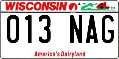 WI license plate 013NAG