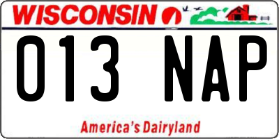 WI license plate 013NAP