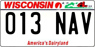 WI license plate 013NAV