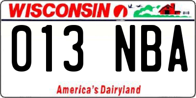 WI license plate 013NBA