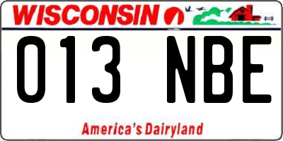 WI license plate 013NBE