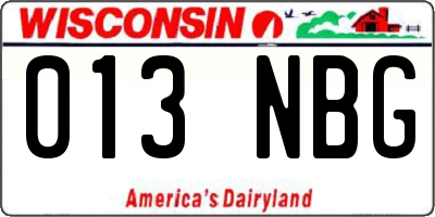 WI license plate 013NBG