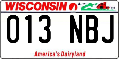 WI license plate 013NBJ