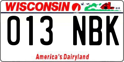 WI license plate 013NBK