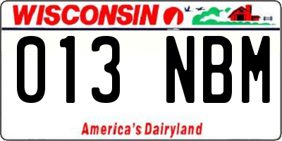 WI license plate 013NBM