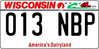WI license plate 013NBP