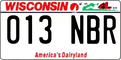 WI license plate 013NBR