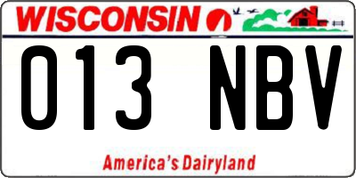 WI license plate 013NBV