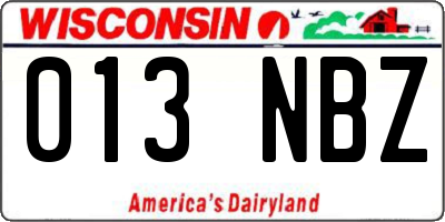 WI license plate 013NBZ