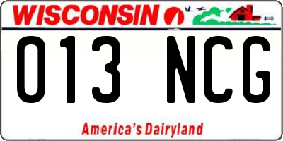 WI license plate 013NCG