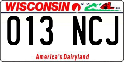 WI license plate 013NCJ