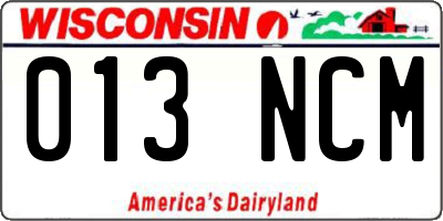 WI license plate 013NCM