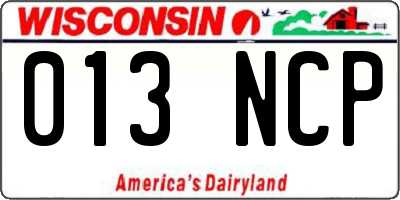 WI license plate 013NCP