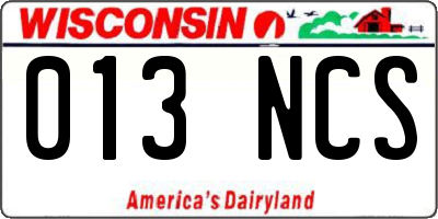 WI license plate 013NCS