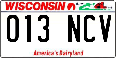 WI license plate 013NCV